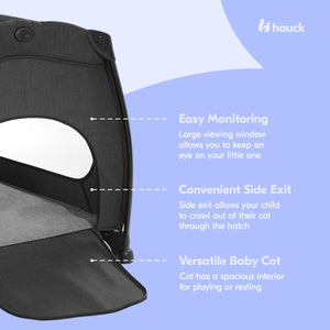 hauck Play N Relax Center Portable Baby Playard Crib with Travel Bag, Black