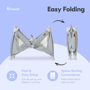 hauck Play N Relax Center Portable Baby Playard Crib w/ Travel Bag, Quilted Grey