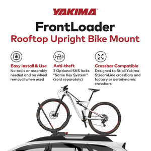 Yakima FrontLoader 1 Bike Car Rooftop Mount, Fits StreamLine Crossbar Black