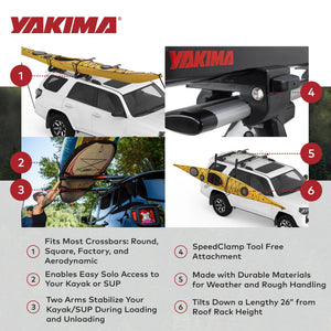 Yakima ShowDown Load Assist Kayak and SUP Rooftop Mount Rack for Vehicles, Black