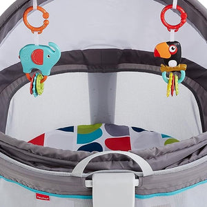 Fisher Price On the Go Baby Dome Portable Bassinet Play Space with Toys & Canopy