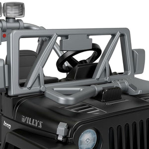 Power Wheels Jeep Wrangler Willys 2 Seater Toddler Kids Ride On Car SUV, Black