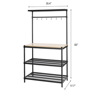 Design Ideas MeshWorks Metal Storage Utility Wood Top Shelving Unit Rack, Black
