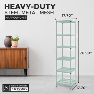 Design Ideas MeshWorks 6 Tier Tower Metal Storage Shelving Unit Rack, Green - TRAPSKI