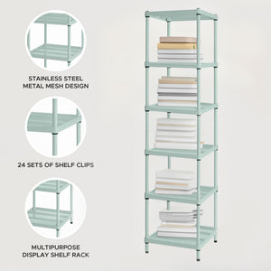 Design Ideas MeshWorks 6 Tier Tower Metal Storage Shelving Unit Rack, Green - TRAPSKI