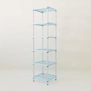 Design Ideas MeshWorks 6 Tier Tower Metal Storage Shelving Unit Rack, Sky Blue