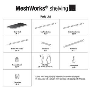 Design Ideas MeshWorks 3 Tier Metal Bathroom Storage Shelving Unit Rack, White
