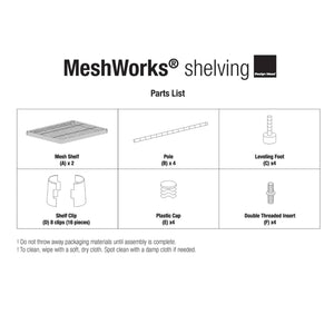 Design Ideas MeshWorks 2 Tier Full Size Metal Storage Shelving Unit Rack, Black