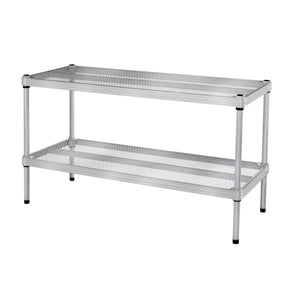 Design Ideas MeshWorks 2 Tier Full-Size Metal Storage Shelving Unit Rack, Silver