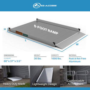 EZ-ACCESS GATEWAY 3G 5 Foot Solid Surface Aluminum Portable Wheelchair Ramp