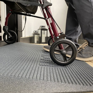 EZ-ACCESS TRANSITIONS 1.5" Non Slip Rectangular Rubber Angled Entry Mat, Black