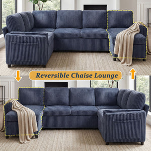 Convertible U-Shaped Sectional Sofa Bed With USB Ports And Storage