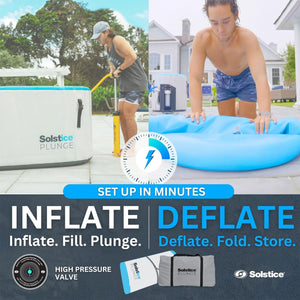 Solstice Plunge 100 Gallon Inflatable Insulated Ice Bath Tub with Lid, White