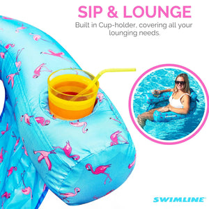 Swimline Original Fabric Covered U Seat Inflatable Pool Lounger with Sling Seat