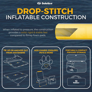 Solstice 10' x 10' Inflatable Floating Dock Rafting Platform with Pump and Bag