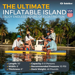 Solstice 10' x 8' Inflatable Floating Dock Rafting Platform with Pump and Bag
