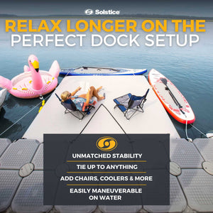 Solstice 10' x 8' Inflatable Floating Dock Rafting Platform with Pump and Bag