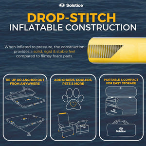 Solstice 10' x 8' Inflatable Floating Dock Rafting Platform with Pump and Bag