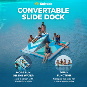 Solstice 10' x 8' Inflatable Convertible Floating Slide Dock with Pump and Bag