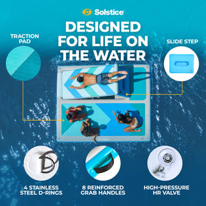 Solstice 10' x 8' Inflatable Convertible Floating Slide Dock with Pump and Bag