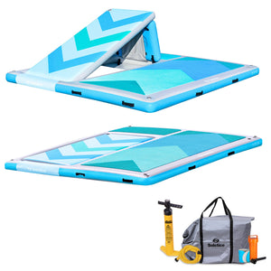 Solstice 10' x 8' Inflatable Convertible Floating Slide Dock with Pump and Bag