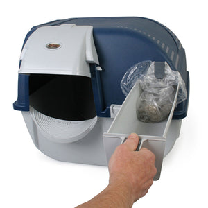 Omega Paw Roll N Clean Complete Self Cleaning Litter Box and 100 Bags, Blue