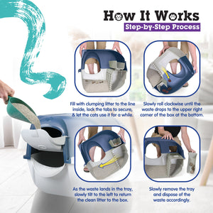 Omega Paw Roll N Clean Complete Self Cleaning Litter Box and 100 Bags, Blue