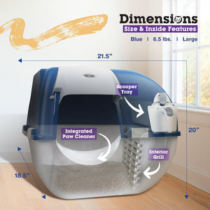 Omega Paw Roll N Clean Complete Self Cleaning Litter Box and 100 Bags, Blue