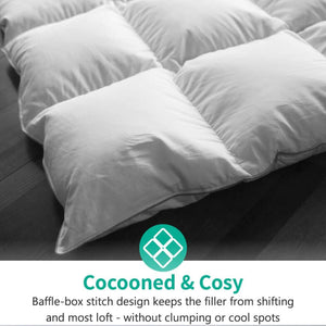 APSMILE Queen Size Heavyweight Feathers Down Poly Cotton Duvet Comforter, White