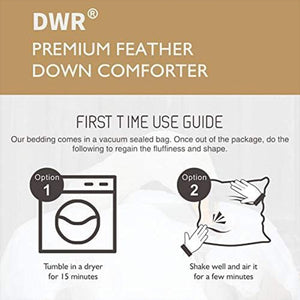 DWR Premium Grey Feathers Down Comforter Duvet Insert with Ultra Soft Cotton