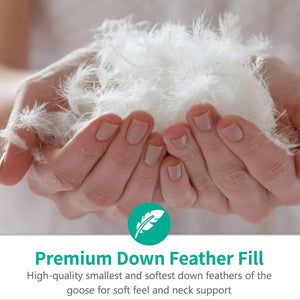 APSMILE Goose Feathers and Down Pillow w/ Soft Cotton for Side Sleepers, 2 Pack