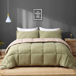 APSMILE Reversible All Season Down Alternative Full Queen Comforter, Green/Brown - TRAPSKI