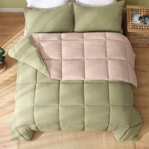 APSMILE Reversible All Season Down Alternative Full Queen Comforter, Green/Brown - TRAPSKI