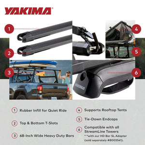 Yakima 68 Inch Heavy Duty Crossbars w/Rubber Infill, Works w/StreamLine Towers