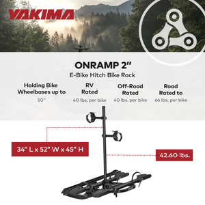 Yakima OnRamp 2 Inch EBike Hitch Mounted Bike Rack Holds 2 Bicycles, Black