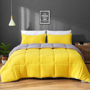 APSMILE Reversible King Ultra Soft Fluffy Microfiber Bed Comforter, Yellow/Gray - TRAPSKI