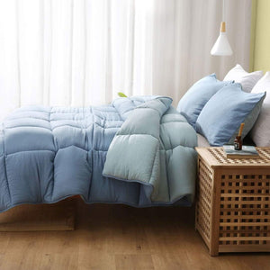 APSMILE Reversible All Season Down Alternative Full Queen Comforter, Light Blue