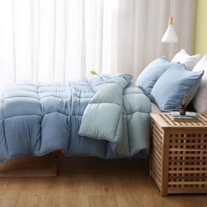 APSMILE Reversible All Season Down Alternative Full King Comforter, Light Blue