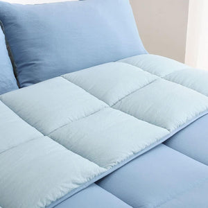 APSMILE Reversible All Season Down Alternative Full King Comforter, Light Blue