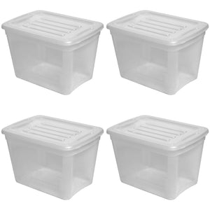 Gracious Living 10 gal Stackable Storage Container Bin w/Lid, Clear (4 Pack)