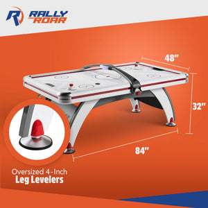 Rally and Roar 7 Foot Air Powered Hockey Table w/ Electronic Scorer, 2 Pucks and 2 Pushers - TRAPSKI