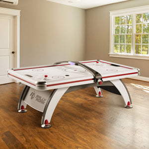 Rally and Roar 7 Foot Air Powered Hockey Table w/ Electronic Scorer, 2 Pucks and 2 Pushers - TRAPSKI
