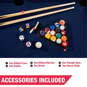 MD Sports 48 Inch 2 in 1 Billiards and Foosbal Swivel Table with Accessories