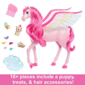 Barbie A Touch of Magic Pegasus Winged Horse and Puppy Toy and Accessories, Pink - TRAPSKI