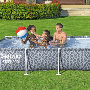 Bestway Steel Pro Rectangle Above Ground Swimming Pool Set, 12' x 6'7" x 26"