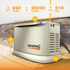Generac Guardian 26KW Home Standby Generator with 200 Ampere Transfer Switch