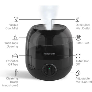 Honeywell Small Compact Mini Cool Mist Humidifier for Indoor Humidity, Black