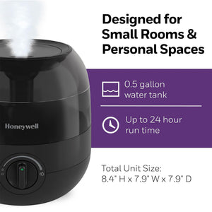 Honeywell Small Compact Mini Cool Mist Humidifier for Indoor Humidity, Black - TRAPSKI