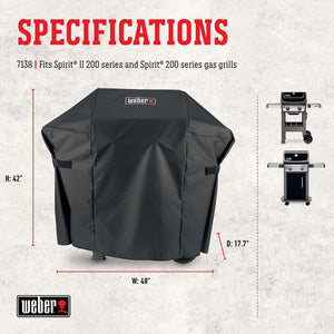 Weber Grill Cover Compatible with Spirit 200 and Spirit II 200 Series Gas Grills