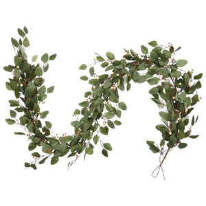 Noma 24" Pre-Lit Frosted Fir Artificial Wreath & 9' Garland Holiday Mantle Decor